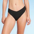 Women's Ribbed Hipster Bikini Bottom - Sunn Lab Swim Black