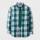 Wd·ny Black Boys' Long Sleeve Plaid Button-down Shirt With Tie Green Xl - Wd.ny Black, Blue