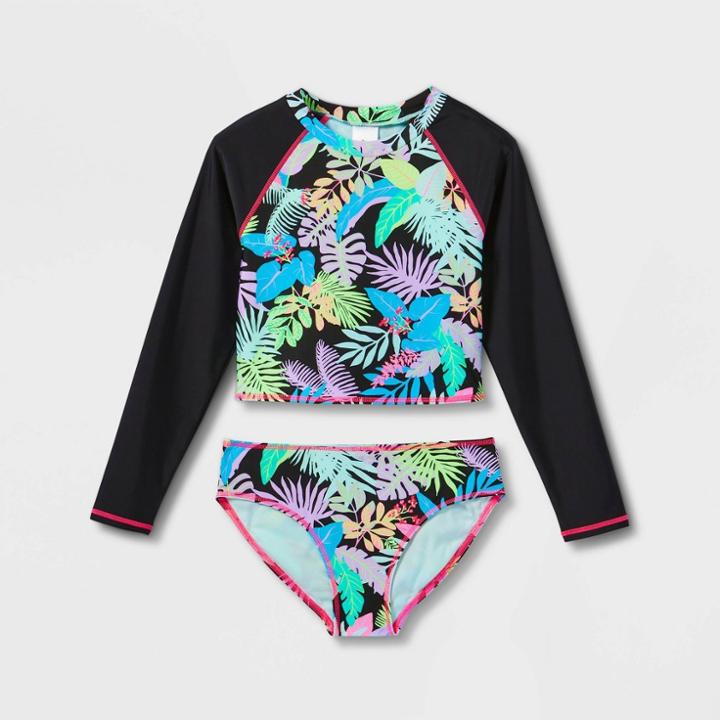 Girls' Floral Print 2pc Midkini Set - Art Class