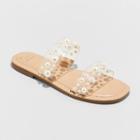 Women's Brit Two Band Embellished Sandals - A New Day Pearl