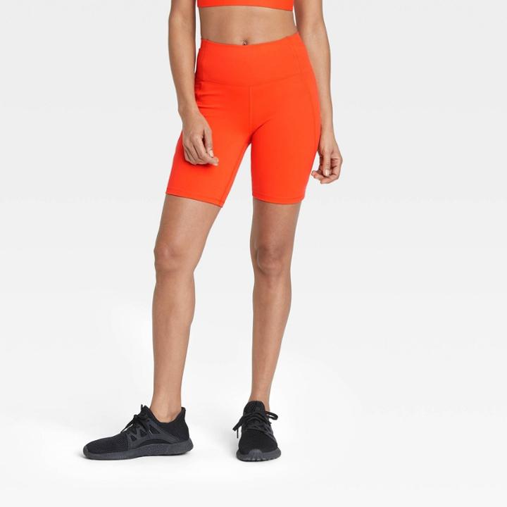 Women's Brushed Sculpt Curvy Bike Shorts - All In Motion Vibrant Orange
