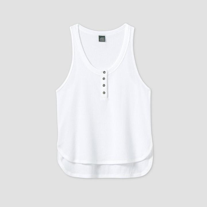 Women's Button-front Thermal Tank Top - Wild Fable White
