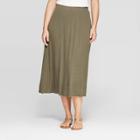 Women's Plus Size Rib Maxi Knit Skirt - Ava & Viv Olive (green)