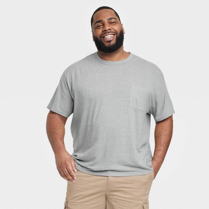 Men's Big & Tall Short Sleeve Hemp Cotton T-shirt - Goodfellow & Co Green