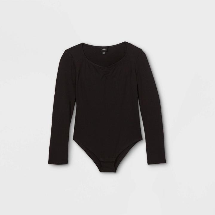 Girls' Long Sleeve Cinched Front Bodysuit - Art Class Black