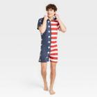 Mad Engine Men's Americana Romper One Piece Pajama - Navy Blue