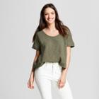 Women's Textured Short Sleeve T-shirt - Universal Thread Olive (green)