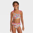 Girls' 2pc Flower Child Bikini Set - Cat & Jack Xs, Blue/pink/yellow