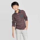 Boys' Long Sleeve Knit Polo Shirt - Cat & Jack Red/gray
