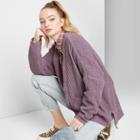 Women's Long Sleeve Open Neck Oversized Cardigan - Wild Fable Purple