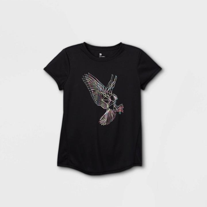 Girls' Short Sleeve Eagle Graphic T-shirt - All In Motion Black