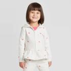 Oshkosh B'gosh Toddler Girls' Heart Zip-up Sweatshirt - Gray 12m, Toddler Girl's