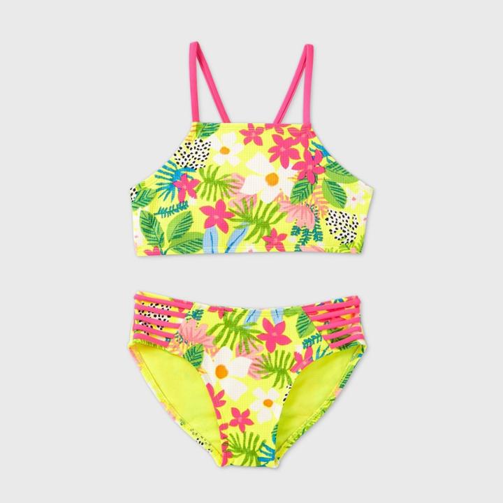 Girls' Summer Garden Floral Print Bikini Set - Art Class Yellow