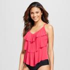 Women's Tiered Tankini Top - Aqua Green Coral Blush