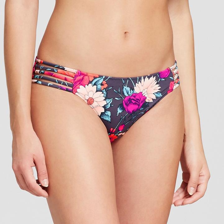 Women's Beach Hipster Strappy Bikini Bottom - Shade & Shore Purple Steel Floral