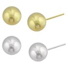 Distributed By Target Women's Polished Ball Stud Earring Set In Gold And Silver Plating