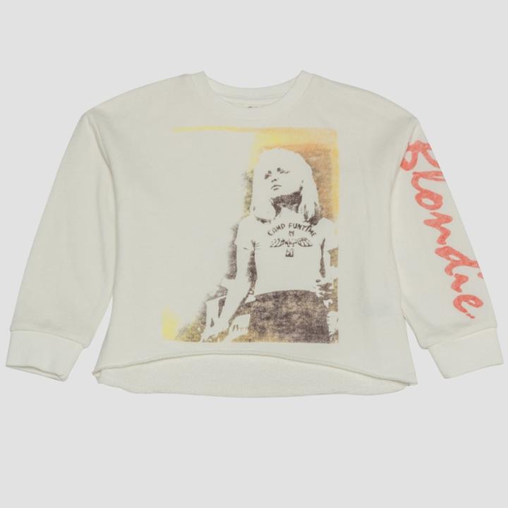 Junk Food Toddler Girls' Blondie Cropped French Terry Long Sleeve T-shirt - White