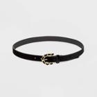 Women's Woven Chain Buckle Velvet Belts - A New Day Black L, Women's,