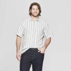 Men's Tall Striped Short Sleeve Novelty Button-down Shirt - Goodfellow & Co White