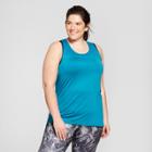 Women's Plus-size Mesh Block Long Tank Top - C9 Champion Mermaid Green