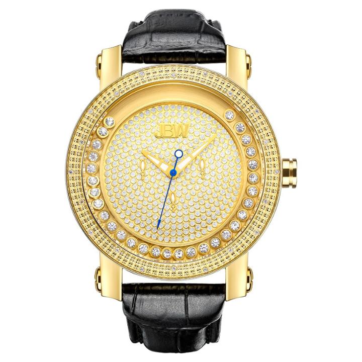 Target Men's Jbw Jb-6211l-a Hendrix Japanese Movement Genuine Leather Real Diamond Watch - Gold, Size: