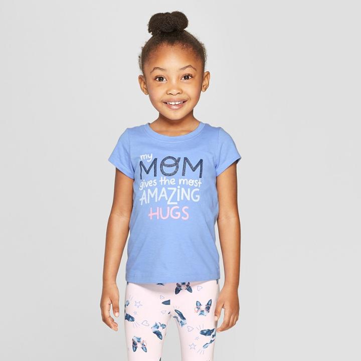 Toddler Girls' Short Sleeve 'mom Hugs' Graphic T-shirt - Cat & Jack Blue