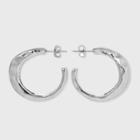 Shiny Flat Hammered Hoop Earrings - A New Day
