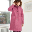 Women's Hooded Midi Teddy Coat - A New Day Cherry