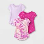 Toddler Girls' 3pk Star Sparkle Tie-dye Short Sleeve T-shirt - Cat & Jack Pink/purple