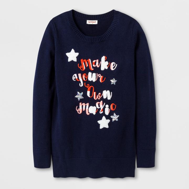 Girls' Pullover Long Sleeve Sweater - Cat & Jack Nightfall Blue