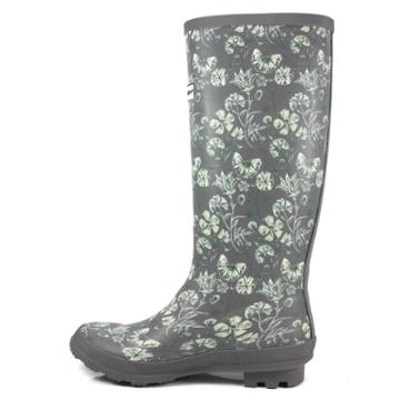 Smith & Hawken Rubber Tall Rain Boots Size 9 Floral Gray -