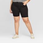 Target Women's Plus Size Roll Cuff Bermuda Jean Shorts - Universal Thread Black