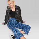Women's Plaid High-rise Ankle Flare Pants - Wild Fable Blue