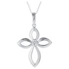 Distributed By Target Sterling Silver Cross With Cubic Zirconia Pendant - Silver/clear (18), Women's, Size: L: 44mm X W: 28mm - Chain: