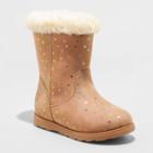 Toddler Girls' Leah Zipper Slip-on Shearling Style Winter Boots - Cat & Jack Tan