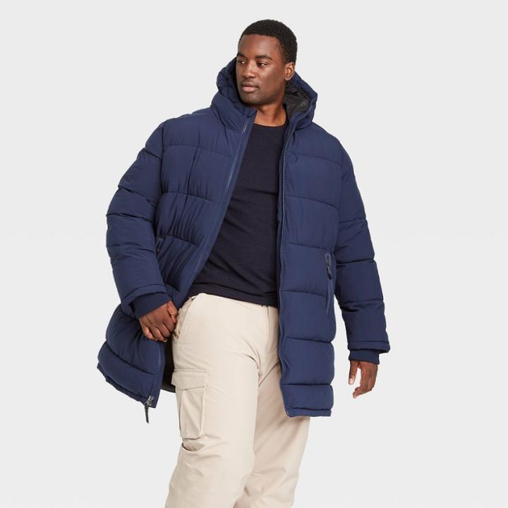 Men's Big & Tall Mid-length Puffer Jacket - All In Motion Navy