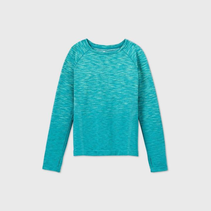 Girls' Seamless Long Sleeve T-shirt - All In Motion Deep Teal