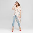 Women's Floral Print High-low Kimono Top - Soul Cake (juniors') Ivory