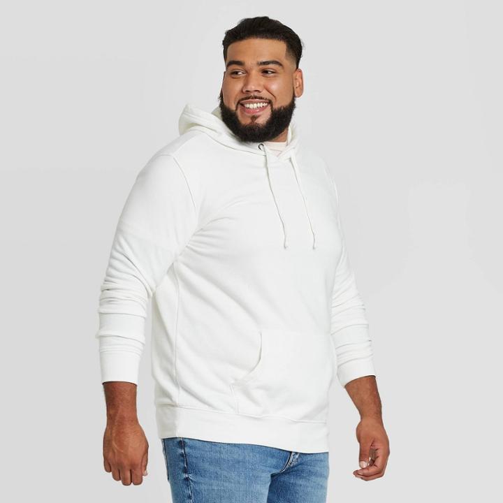 Men's Tall Regular Fit Fleece Pullover Hoodie Sweatshirt - Goodfellow & Co White