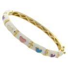 Target Ellen 18k Gold Overlay Enamel Heart Design Bangle - White, Girl's