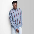 Adult Regular Fit Crewneck Pullover Sweatshirt - Original Use Light Blue/striped