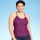 Women's Racerback Tankini Top - Kona Sol Navy & Pink Geo Print