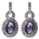 Journee Collection 3 3/5 Ct. T.w. Round-cut Cz Pave Set Dangle Earrings In Sterling Silver - Purple, Girl's