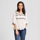 Women's Embroidered Peasant Top - Knox Rose White