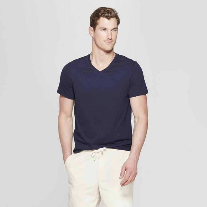 Men's Regular Fit Short Sleeve Lyndale V-neck T-shirt - Goodfellow & Co Xavier Navy