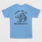Mad Engine Men's Short Sleeve Walk Sloth Graphic T-shirt - Light Blue Heather