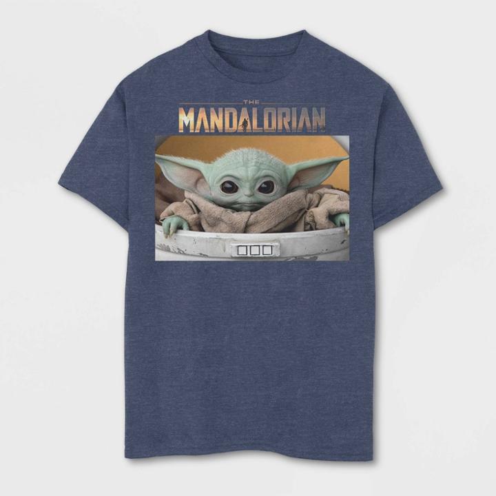 Petiteboys' Short Sleeve Disney The Mandalorian T-shirt - Navy Xs, Boy's, Blue
