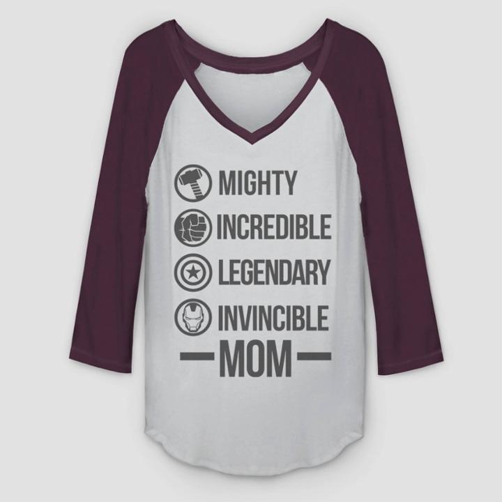 Marvel Women's Avengers Invincible Mom 3/4 Sleeve T-shirt (juniors') - Navy