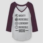 Marvel Women's Avengers Invincible Mom 3/4 Sleeve T-shirt (juniors') - Navy