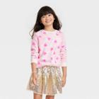 Girls' Valentines Day Printed Pullover Sweatshirt - Cat & Jack Cream/pink